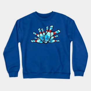 Bowling Blue Camo-Pins Crewneck Sweatshirt